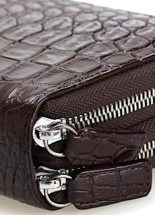 Гаманець-клатч crocodile leather 18260 з натуральної шкіри крокодила коричневий5 фото