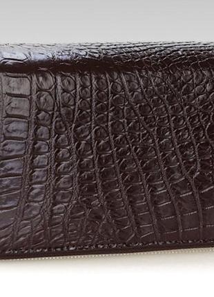 Гаманець-клатч crocodile leather 18260 з натуральної шкіри крокодила коричневий2 фото