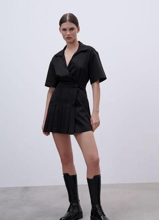 Платье мини черное zara 2023  blogger