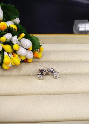 Срібні сережки гвоздики пусети класичні круглі з фіанитом 925
