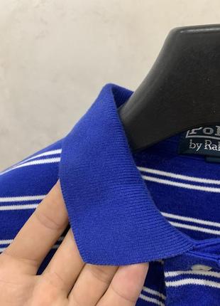 Поло футболка polo ralph lauren в полоску синя чоловіча4 фото