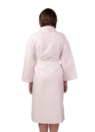 Вафельный халат luxyart кимоно размер (46-48) м 100% хлопок пудровый (ls-134)2 фото