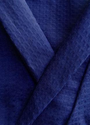 Вафельный халат luxyart кимоно размер (42-44) s 100% хлопок синий (ls-456)2 фото
