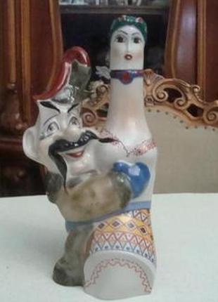 Штоф графин влюбленная пара девушка казак фарфор ссср киев автор - в. мусиенко