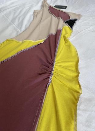 Плаття міді на одне плече жовто пісочне, л6 фото