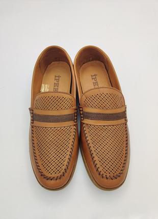 Чоловічі мокасини туфлі натуральна шкіра коричневі  демісезонні кроссовки мужские кожа ipek2 фото