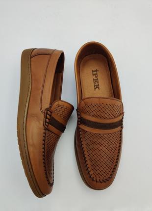 Чоловічі мокасини туфлі натуральна шкіра коричневі  демісезонні кроссовки мужские кожа ipek3 фото