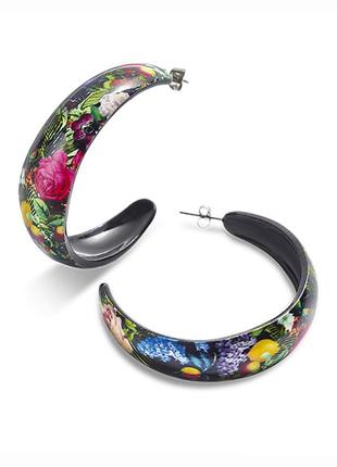 Большие акриловые серьги кольца тропикана oriflame орифлейм летние пляжные серёжки на пляж лето