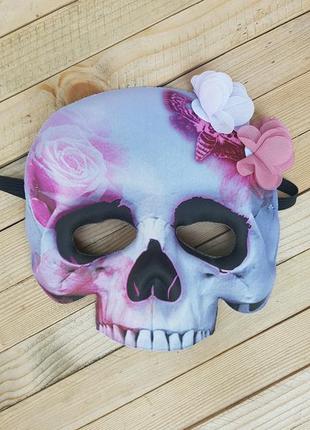 Карнавальна маска череп з квітами