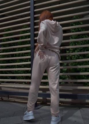 Жіночий мокко спортивний костюм штани джогеры на високій посадці з кишенями на зав'язках і кофта з капюшоном худі якісний туреччина однотонний4 фото