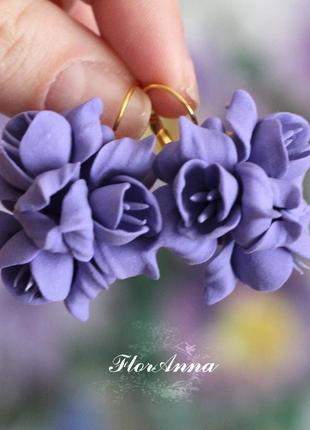 Фіолетові сережки ручної роботи "лавандові фрезії"