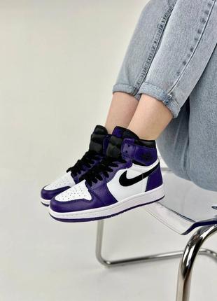 Женские кроссовки nike air jordan 1 mid purple white 37-38-39