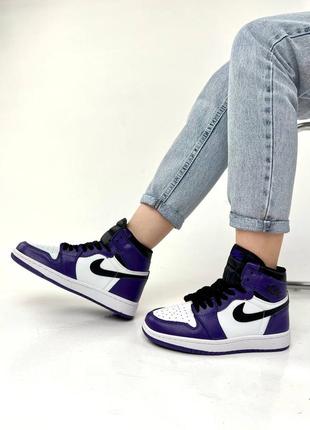 Женские кроссовки nike air jordan 1 mid purple white 37-38-395 фото