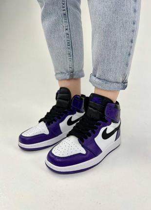 Женские кроссовки nike air jordan 1 mid purple white 37-38-397 фото