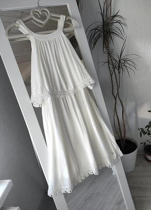 Плаття з прорізною вишивкою tom tailor, платье мини как zara, сукня молочна