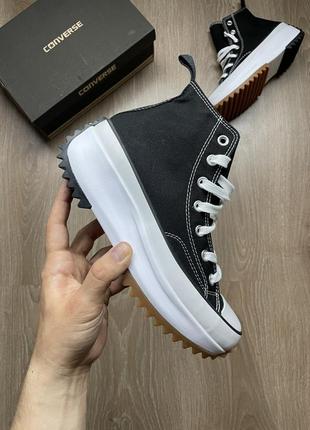 Converse run star черные высокие кеды женские конверс