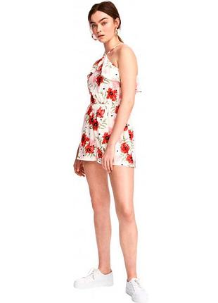 Комбінезон h&m білий з червоними квітами і воланом