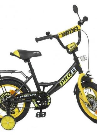 Велосипед дитячий prof1 14 д. y1443 original boy, дзвінок, дод. колеса, чорно-жовтий.