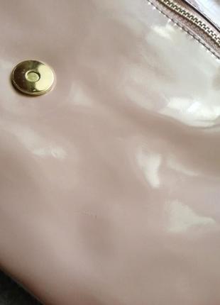 Zara пудровая сумочка клатч, лак, кожа8 фото