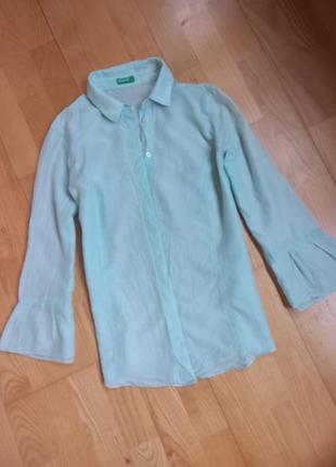 Рубашка benetton / летняя рубашка / блуза / легкая блузка / кофта / s /  united colors of benetton