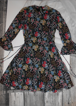 Платье женское\платье в цветочный принт с шнуровкой по бокам, only3 фото