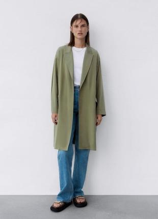Zara плащ кардиган тренч хакі зелений