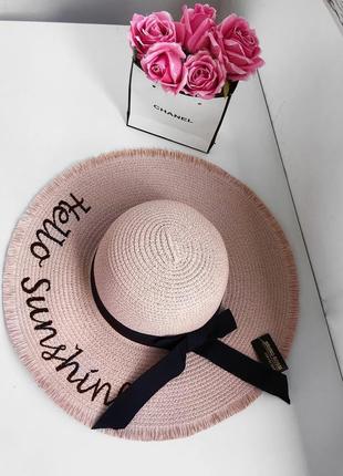 Італійська рожева пудра солом'яний капелюх з вишивкою і бахромою1 фото
