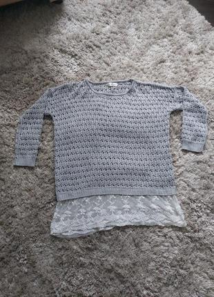 Романтичний светр, джемпер з мереживом оверсайз 2xl simple couture