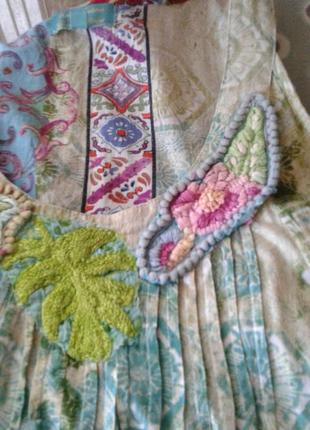 Бавовняне плаття сарафан antica sartaria by giacomo cinque з вишивкою бахромою бохо етно вагітним4 фото