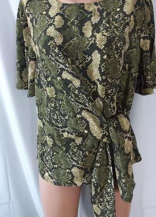 Распродажа!   стильная блуза, камуфляжно-змеиный принт, драпировка   №12bp1 фото
