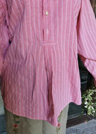 Рубашка коттон хлопок мужская со складками в клетку зигзаг almsach оверсайз2 фото