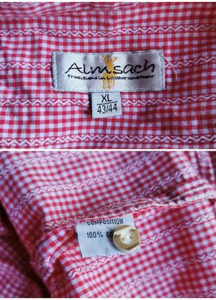 Рубашка коттон хлопок мужская со складками в клетку зигзаг almsach оверсайз7 фото