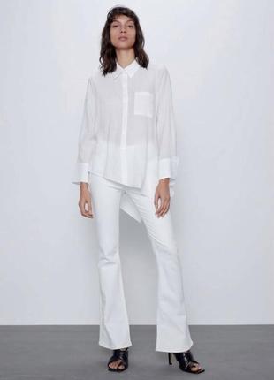 Ассиметричная рубашка блузка белая блуза базовая2 фото