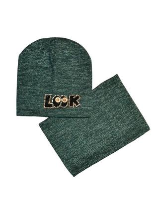 Шапка і хомут набір на дівчинку 1-4 роки 48/52см