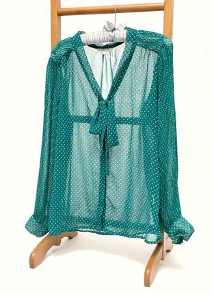 Блуза полупрозрачная в горошек1 фото