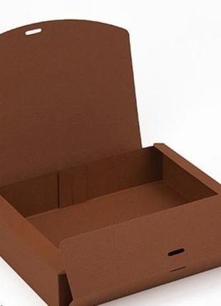 Подарункова коробка з тисненням 20х25х5 см (коричнева)4 фото