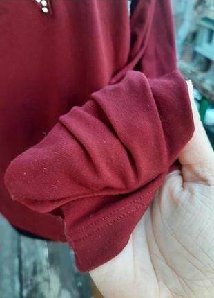 Блуза вискоза віскоза кофтина сорочка кофта нарядная вечірня святкова праздничная бант вишнева3 фото