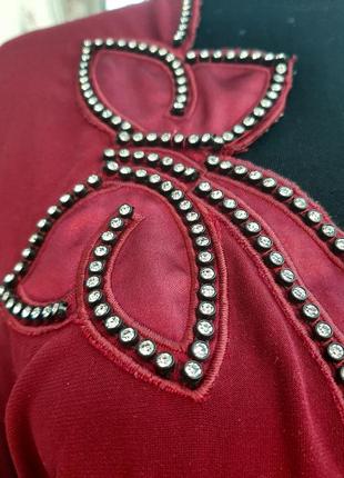 Блуза вискоза віскоза кофтина сорочка кофта нарядная вечірня святкова праздничная бант вишнева5 фото