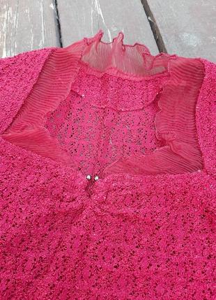 Кофта гипюр блуза нарядна святкова червона вишнева красная вишневая4 фото