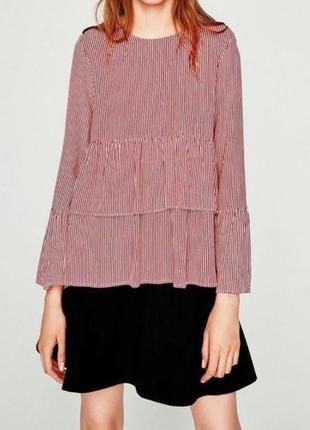 Zara блуза в смужку з рюшами як нова3 фото
