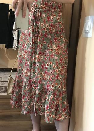 Плаття міді на гудзиках, літній сарафан віскоза в квіти6 фото