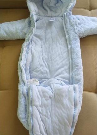 Дитячий хутряний комбінезон ведмедик, блакитний, 3-6 місяців3 фото