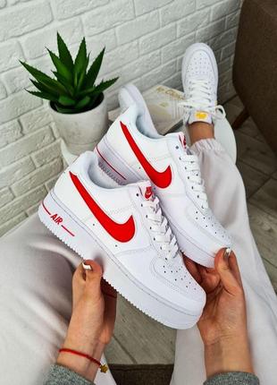 Жіночі кросівки nike air force 1 white red 4 / женские кроссовки найк аир форс