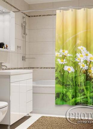 Фото шторка для ванной "бабочка с ромашками" - цена указана за 1 м.кв. читаем описание!