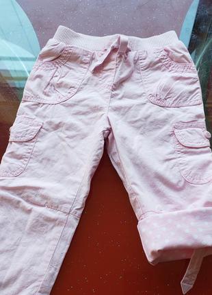 Mothercare брюки штаны на подкладке 18-24м 86-92 см девочке розовые хлопок4 фото