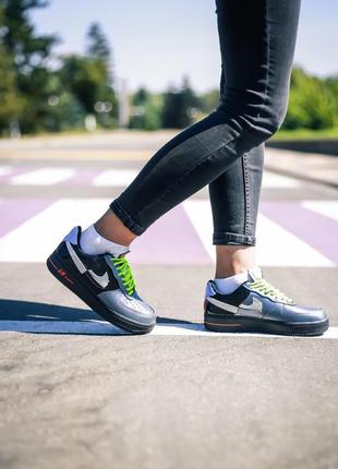 Жіночі кросівки nike air force 1 vandalized iridescent black green / женские кроссовки найк аир форс