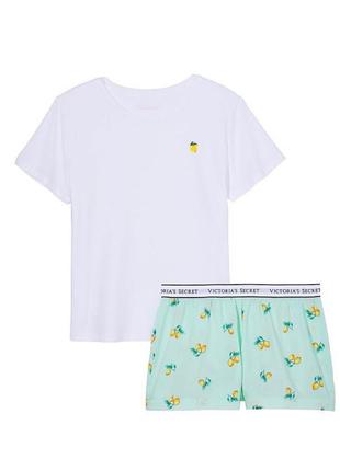 Бавовняна піжама cotton sleep shirt boxer short set1 фото