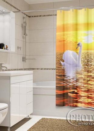 Фото шторка для ванної "лебеді на заході" - ціна вказана за 1 м. кв. читаємо опис!