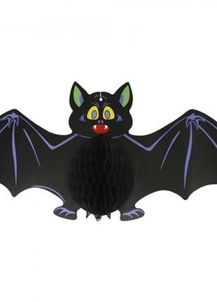 Декор на хеллоуин подвесной летучая мышь черная1 фото