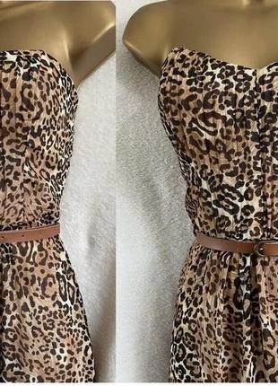 Приголомшливе плаття - бандо без бретелей з леопардовим принтом, максі2 фото